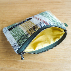 【Creema限定 夏の福袋】カントリーチェック手織り布のミニトートとポーチのセット（グリーン） 4枚目の画像