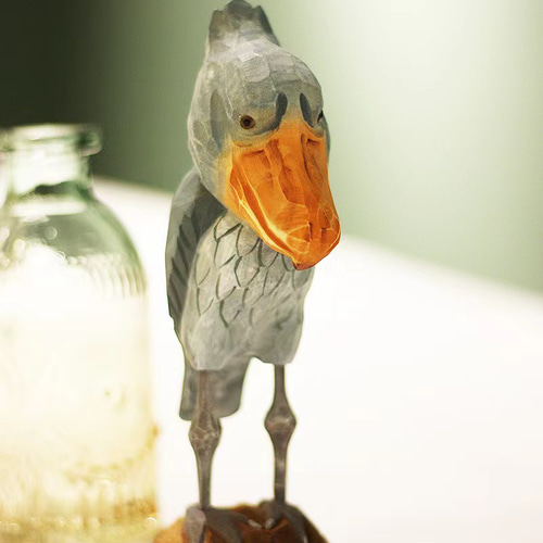 手作り木彫りの置物 ハシビロコウ その他インテリア雑貨 Yuen Home