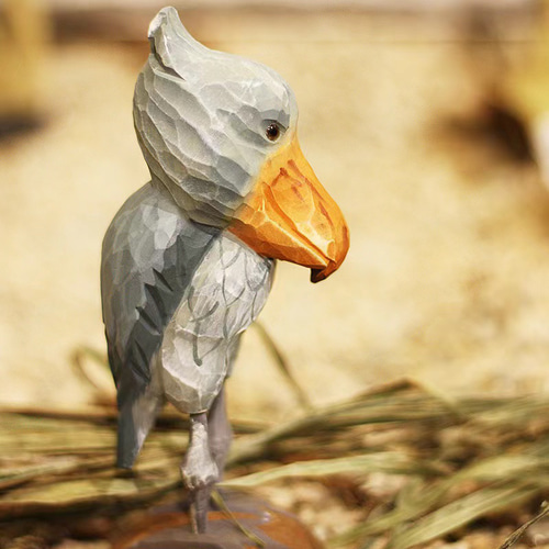手作り木彫りの置物 ハシビロコウ その他インテリア雑貨 Yuen