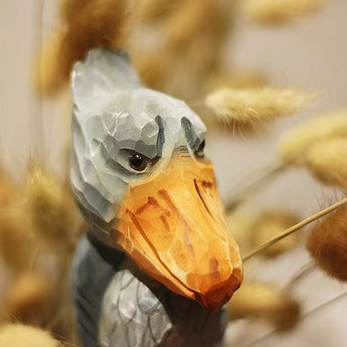 手作り木彫りの置物 ハシビロコウ その他インテリア雑貨 Yuen