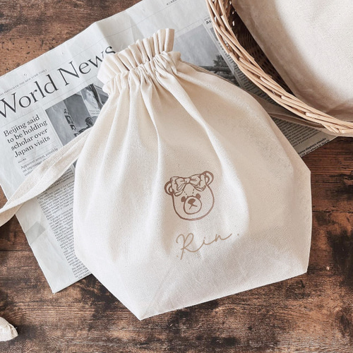 たま様　確認用　テディベア　ピンク　給食袋　巾着袋　名入れ 選べるデザイン巾着】巾着 巾着袋 名入れ 名入れギフト くまさん 入園