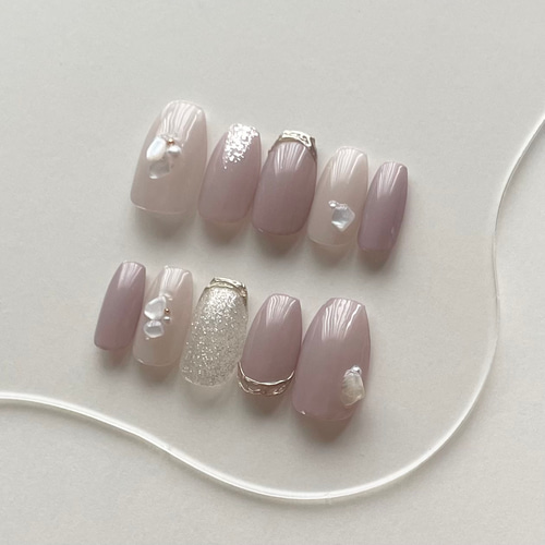 シェルくすみカラー ネイルチップ シェル×くすみカラー♡ネイルチップ ネイルチップ（つけ爪） Runash I