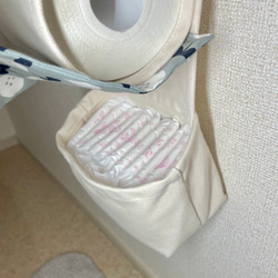 ☆北欧モダン☆帆布のナプキン入れ付き トイレットペーパーホルダーカバー 4枚目の画像