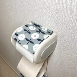 ☆北欧モダン☆帆布のナプキン入れ付き トイレットペーパーホルダーカバー 3枚目の画像