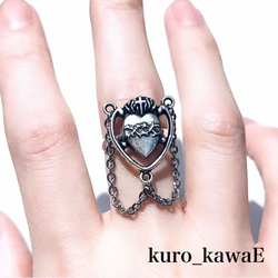 Corazon&#39;s Ring/Heart Sacred Heart 銀戒指龐克量產哥德礦山戒指男士哥德式 第1張的照片