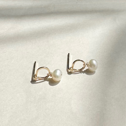 Mini Pierce MARU＋MUSUBI 巴洛克珍珠 (14KGF) 耳環/耳環 第2張的照片