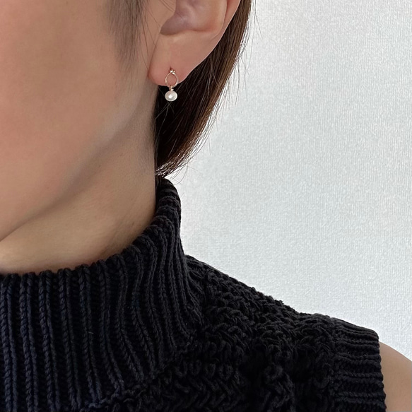 Mini Pierce MARU＋MUSUBI 巴洛克珍珠 (14KGF) 耳環/耳環 第8張的照片
