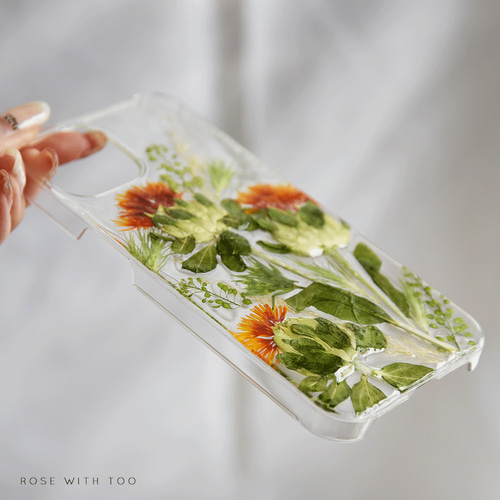 ベニバナの花束 押し花スマホケース《iPhone全機種対応》推し活