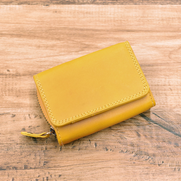 【数量限定】小さい財布 三つ折り ミニ財布 多機能 ミニマム ミニウォレット イエロー Yellow2 1枚目の画像