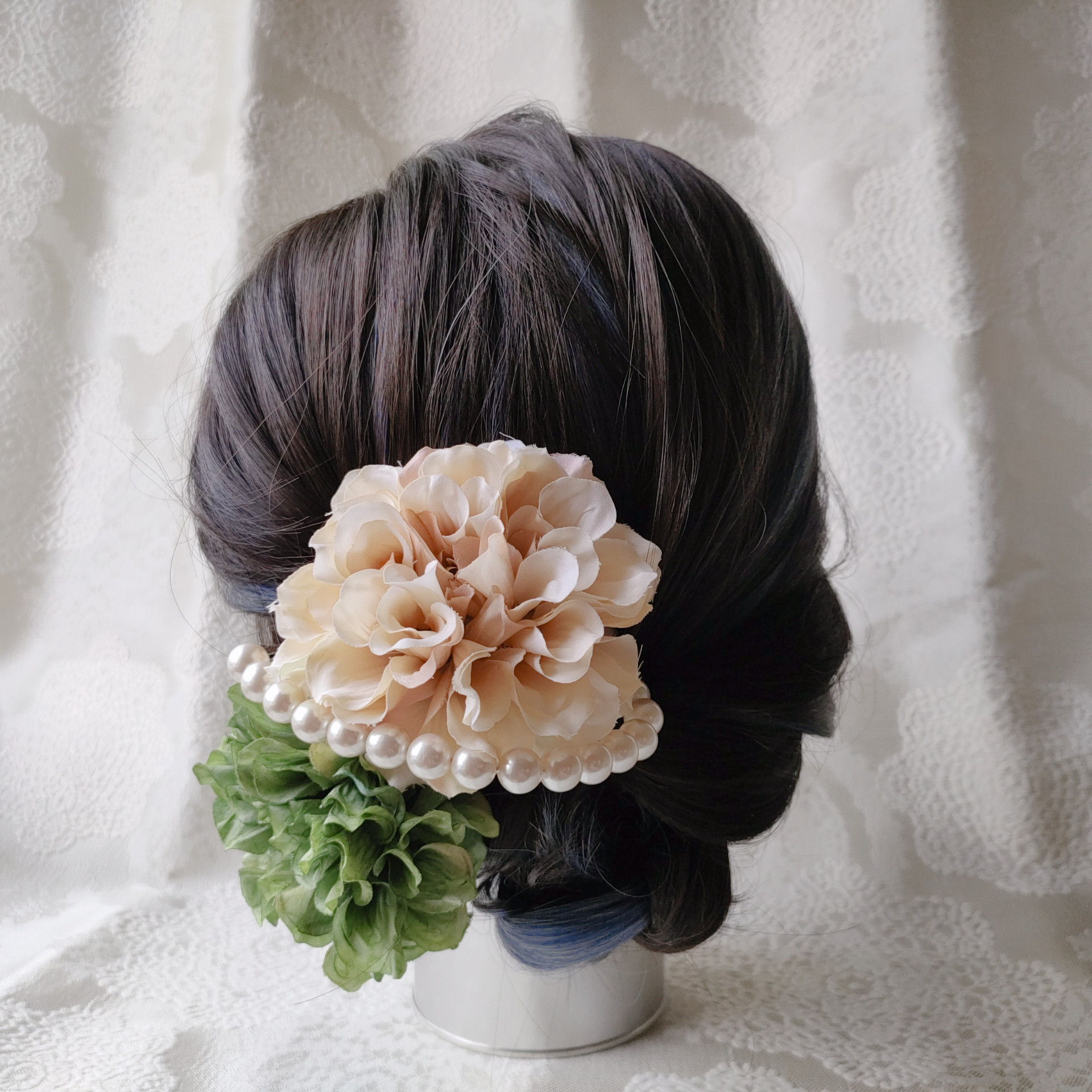 ダリア髪飾り　オリジナルカスタマイズ　豪華な花髪飾り　ヘッドドレス　和装小物　結婚式　着物・袴　浴衣髪飾り