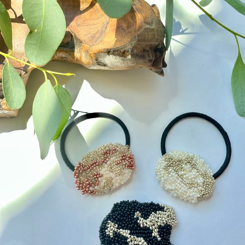 bubbleシリーズ/ビーズ刺繍ヘアゴム/ヘアアクセサリー ヘアゴム