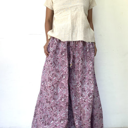 2 ブロックプリントワイドパンツ ★ガウチョ スカーチョ インド綿パンツ インド更紗 1枚目の画像