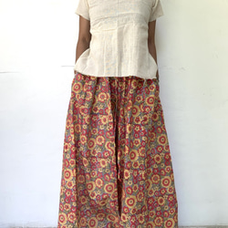 3 ブロックプリントワイドパンツ ★ガウチョ スカーチョ インド綿パンツ インド更紗 1枚目の画像