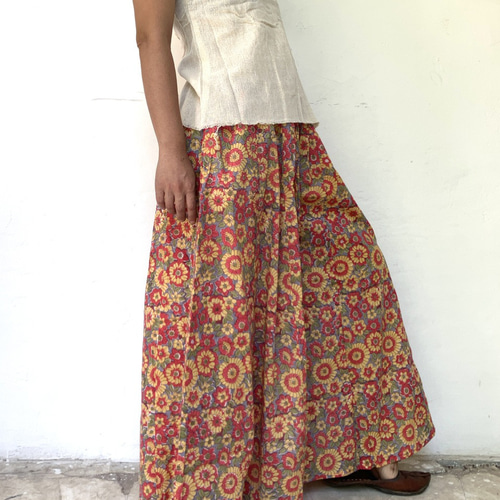 3 ブロックプリントワイドパンツ ☆ガウチョ スカーチョ インド綿  