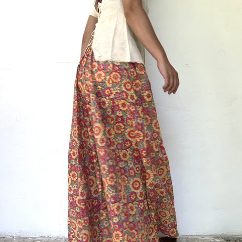 3 ブロックプリントワイドパンツ ☆ガウチョ スカーチョ インド綿