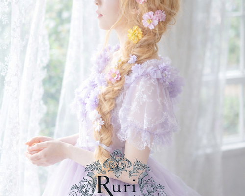 ラプンツェル風ヘッドドレスセット* 髪飾り 花飾り 子供 ラプンツェル