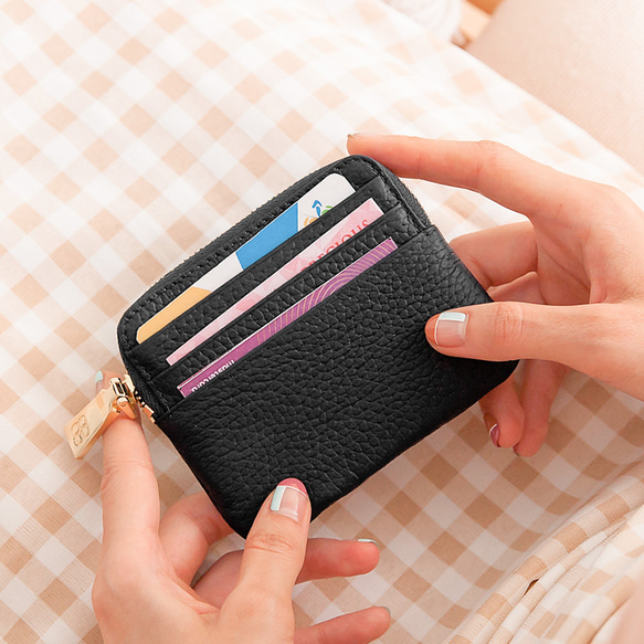外側3卡超薄ㄇ字大開口零錢包 黑 CHENSON真皮 (W00820-3) 禮物 財布 ラッピング 第1張的照片