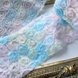 新色【50cm♡幅65mm】ゆめかわりぼん♡推し活♡オーガンジー薔薇♡推し活⭐️ 2枚目の画像