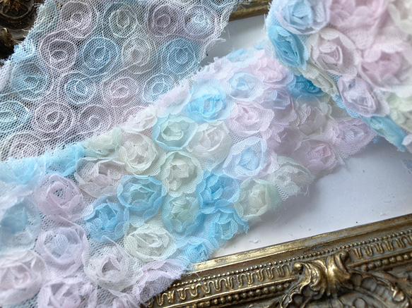 新色【50cm♡幅65mm】ゆめかわりぼん♡推し活♡オーガンジー薔薇♡推し活⭐️ 2枚目の画像