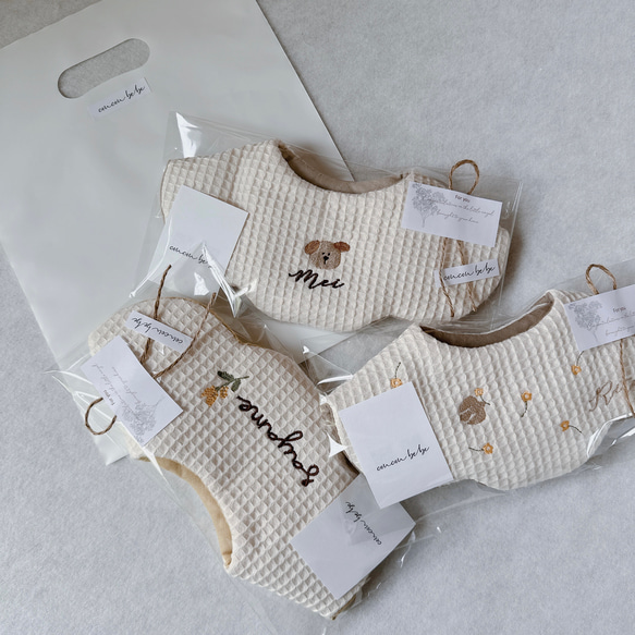 animals bib ꪔ̤̮  “名入り”ゆるかわ動物の刺繍スタイ 17枚目の画像