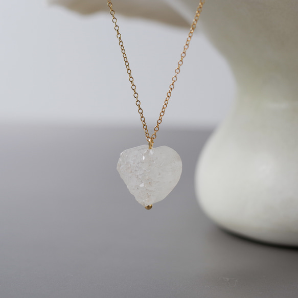 quartz heart 水晶ハートの14kgfネックレス 6枚目の画像