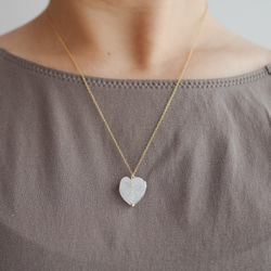 quartz heart 水晶ハートの14kgfネックレス 4枚目の画像