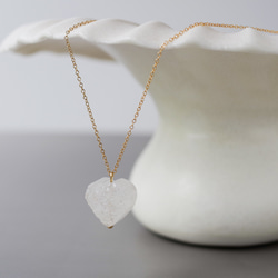 quartz heart 水晶ハートの14kgfネックレス 3枚目の画像