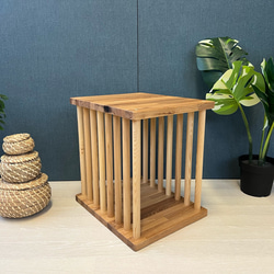 【送料無料】 サイドテーブル 柱形 ドラムテーブル 30cm 37cm タモ 小物置き ナイトテーブル ブックラック 7枚目の画像