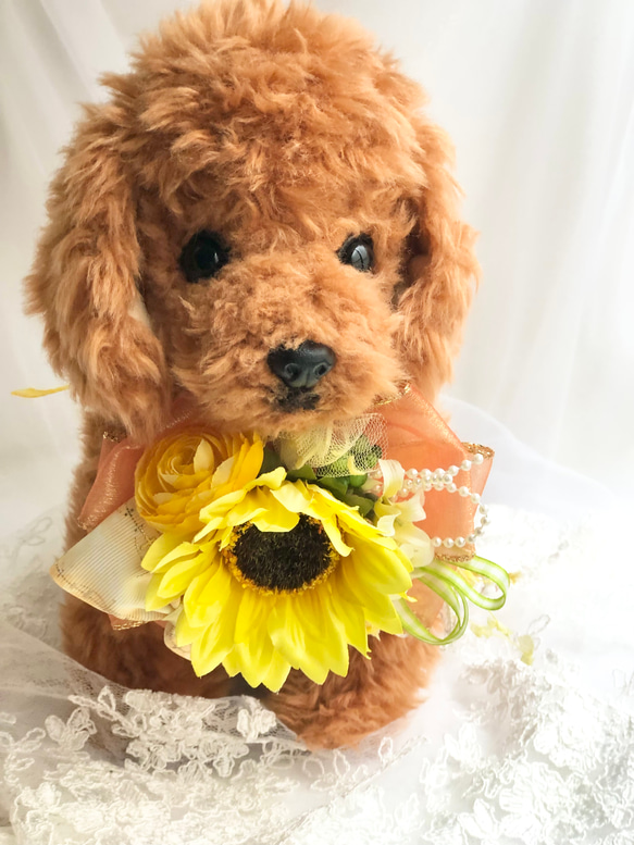 犬お花チョーカー《ひまわりイエロー》 犬猫アクセサリー 写真