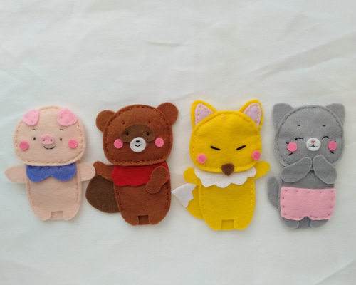 受注製作】指人形 こぶたぬきつねこ おもちゃ・人形 meeegu 通販