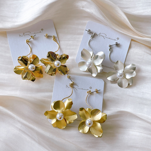 結婚式 ウェディング ブライダル ゴールド メタルフラワー パール