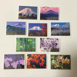 使用済切手  富士山と四季の植物10枚セット 1枚目の画像