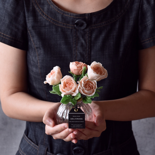 ◇粘土のお花◇ 薔薇 サーモンピンク B822 プリザーブドフラワー ◇粘土のお花◇ 薔薇 サーモンピンク B822 プリザーブドフラワー