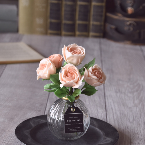 ◇粘土のお花◇ 薔薇 サーモンピンク B822 プリザーブドフラワー ◇粘土のお花◇ 薔薇 サーモンピンク B822 プリザーブドフラワー