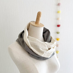 ♡日本製造♡優質雙層紗布製成的蓬鬆夢幻的圍脖♡雙色（香草牛奶x石灰色） 第4張的照片