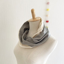 ♡日本製造♡優質雙層紗布製成的蓬鬆夢幻的圍脖♡雙色（香草牛奶x石灰色） 第5張的照片