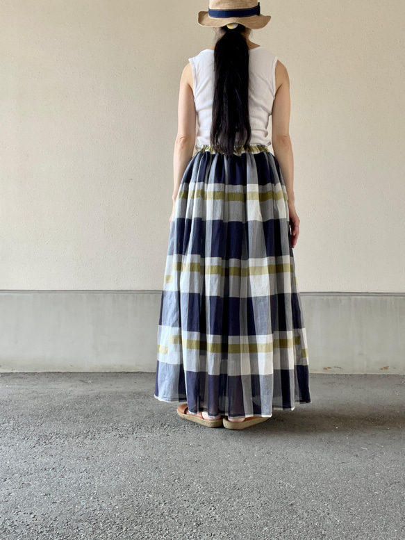 ビックチェックマキシ丈ギャザーロングスカート　 3枚目の画像