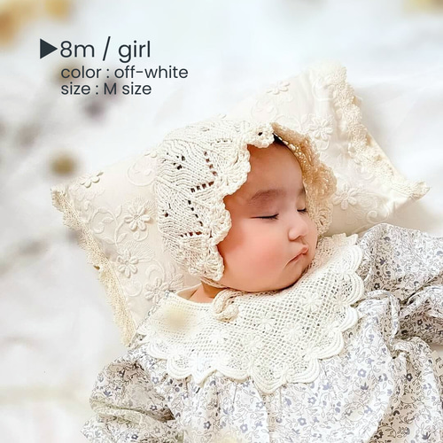 organic ベビーボンネット/ flower bonnet <受注製作 ベビー帽子