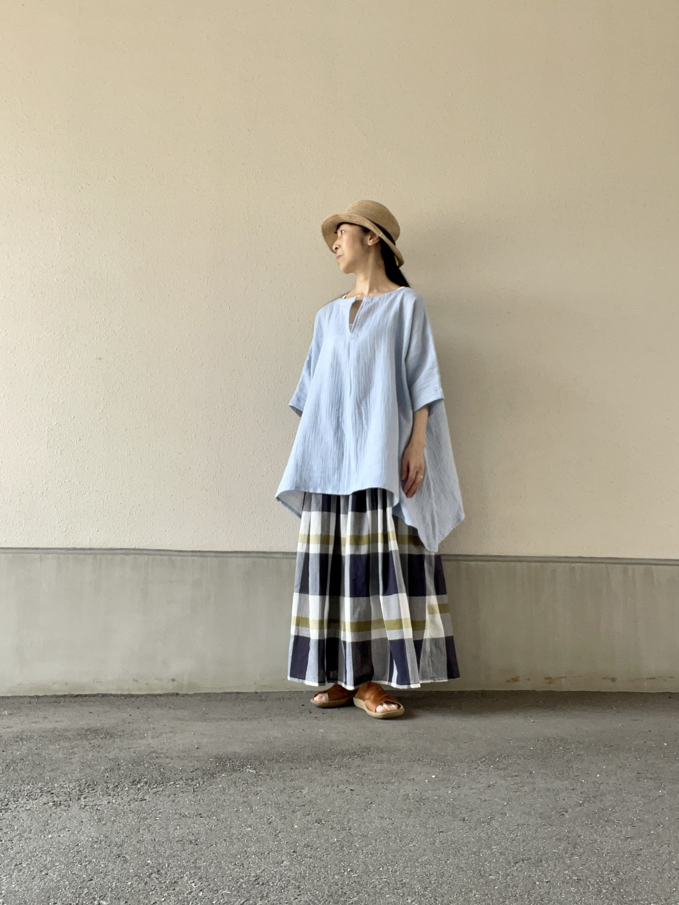 ふんわり軽やかWガーゼAライン5分袖ブラウス