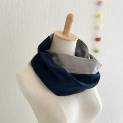 日本製造，蓬鬆夢幻的圍脖，採用優質雙層紗布，雙色（黑色x石灰色） 第16張的照片