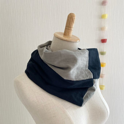 日本製造，蓬鬆夢幻的圍脖，採用優質雙層紗布，雙色（黑色x石灰色） 第14張的照片