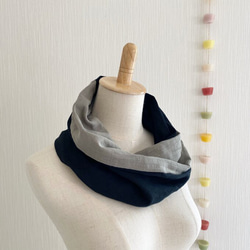日本製造，蓬鬆夢幻的圍脖，採用優質雙層紗布，雙色（黑色x石灰色） 第13張的照片