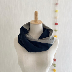 日本製造，蓬鬆夢幻的圍脖，採用優質雙層紗布，雙色（黑色x石灰色） 第5張的照片