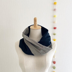 日本製造，蓬鬆夢幻的圍脖，採用優質雙層紗布，雙色（黑色x石灰色） 第10張的照片