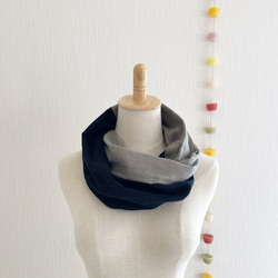 日本製造，蓬鬆夢幻的圍脖，採用優質雙層紗布，雙色（黑色x石灰色） 第18張的照片