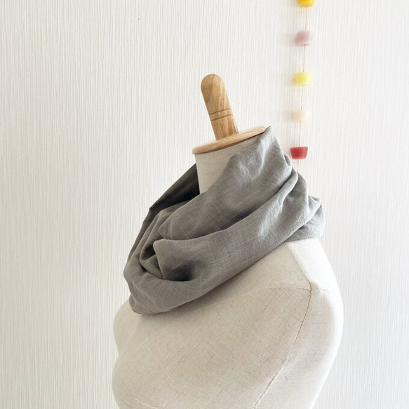 ♡日本製造♡高品質雙層紗布蓬鬆圍脖♡石灰色 第4張的照片