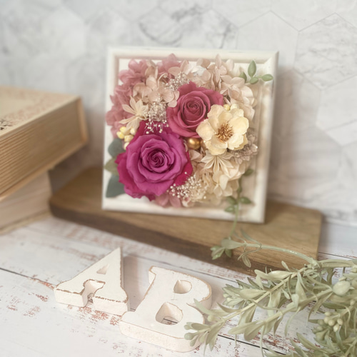 プリザーブドフラワー 2wayフレームアレンジメント バイカラーピンク