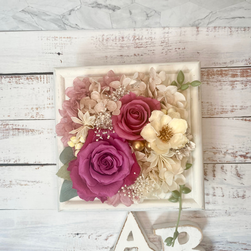 ＊*..華やかピンクローズアレンジ..＊°.プリザーブドフラワー fleurdouce_fa022