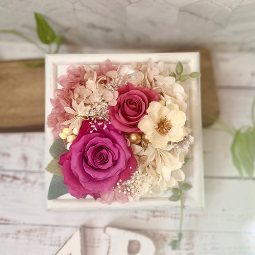 プリザーブドフラワー 2wayフレームアレンジメント バイカラーピンク