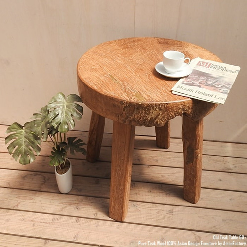 極厚none様予約品 オールドチーク ハイテーブル 一枚板 幅60cm × 奥行